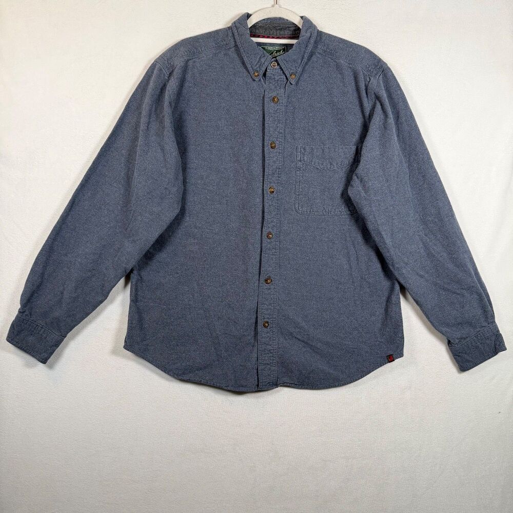 Woolrich Button Down Shirt Mens L Midnight Blue Heather Long Sleeve Pocket